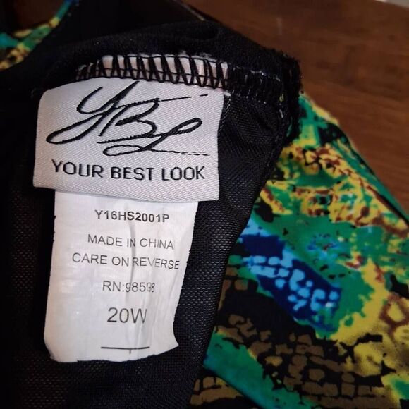 Your Best Look Vibrant Blue and Green One-Piece Swimsuit Size 20W - Picture 6 of 7